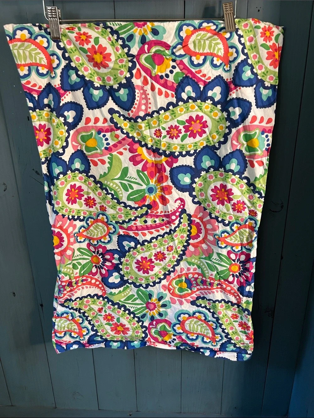 Pottery Barn Teen Paisley Standard Pillowcase in Navy, Pink, Green, White | 4/14